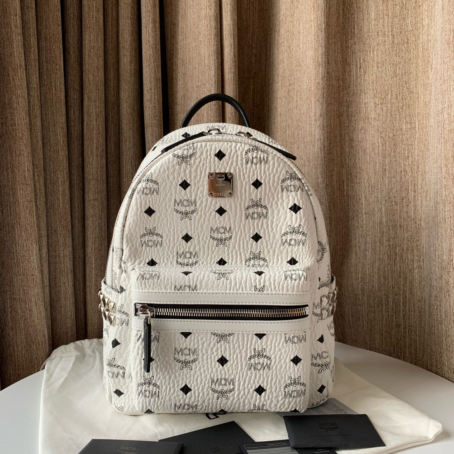 MCM Stark Backpack in Visetos White