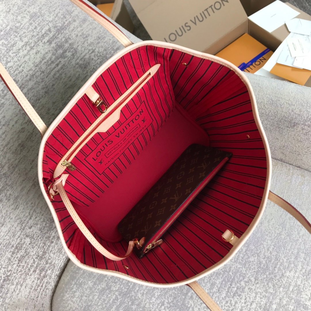 Louis Vuitton M41177 Neverfull MM Monogram Coated Canvas Cherry