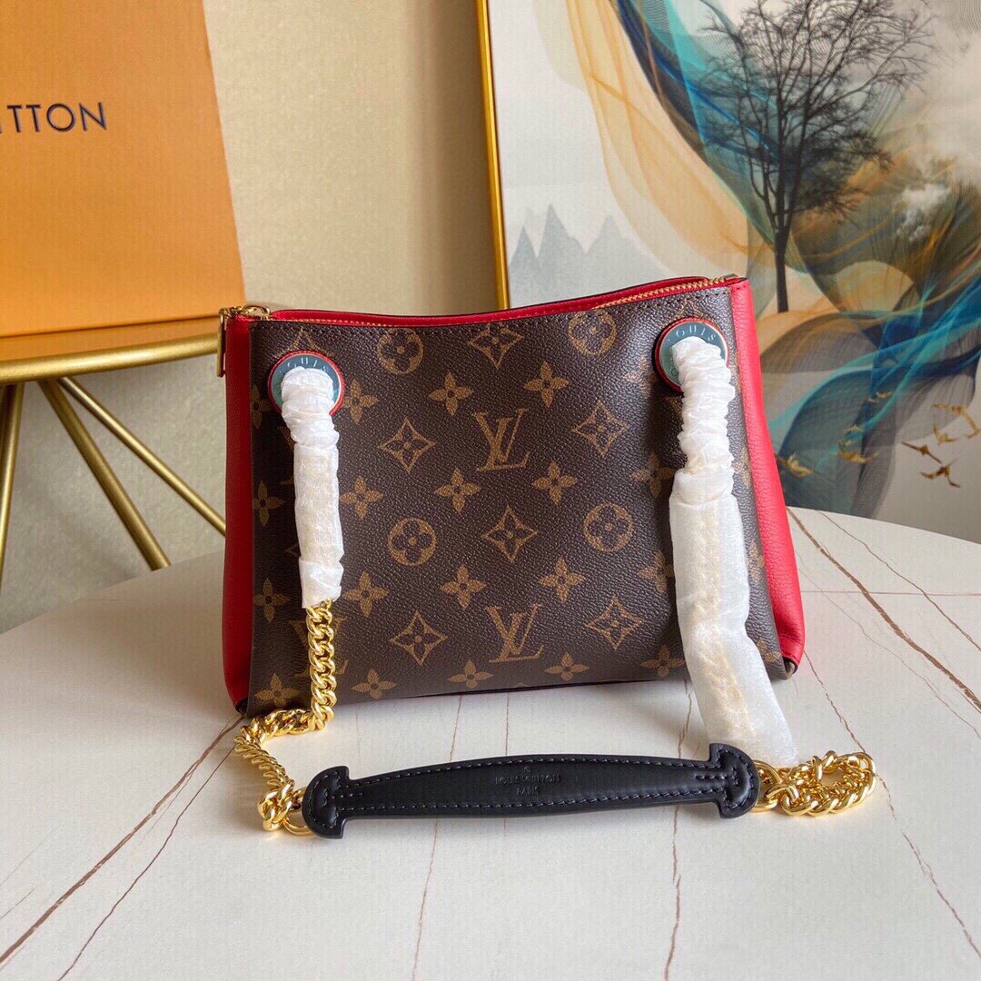 Original Copy Louis Vuitton M43776 Surene BB Monogram Coated Canvas and Grained Calf Leather Cherry