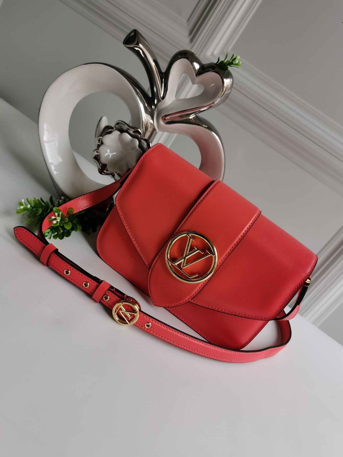 NEW Replica Louis Vuitton Pont 9 Handbag Smooth Leather Red