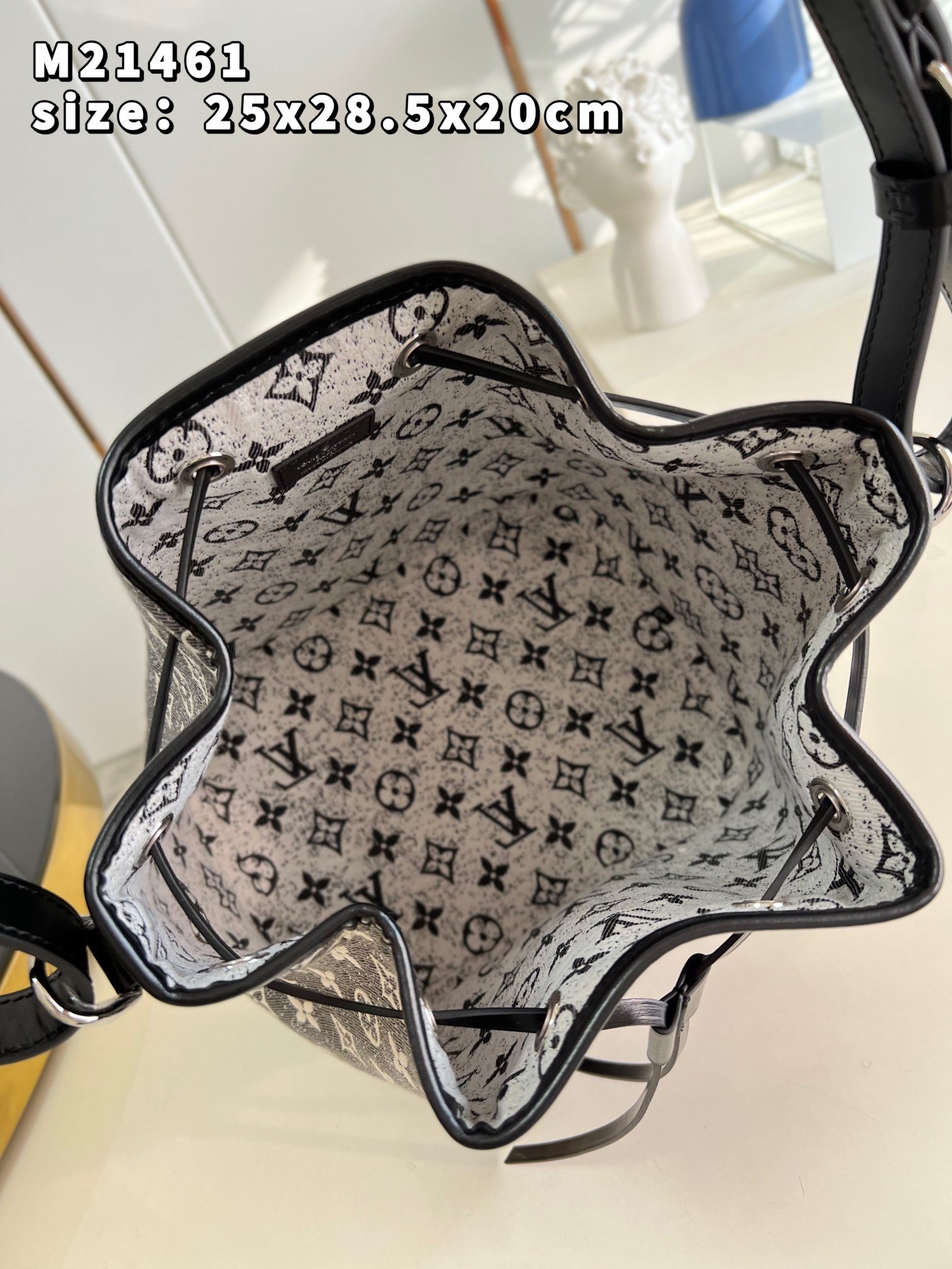 Louis Vuitton Noe Bag Denim Textile Jacquard Gray M46449