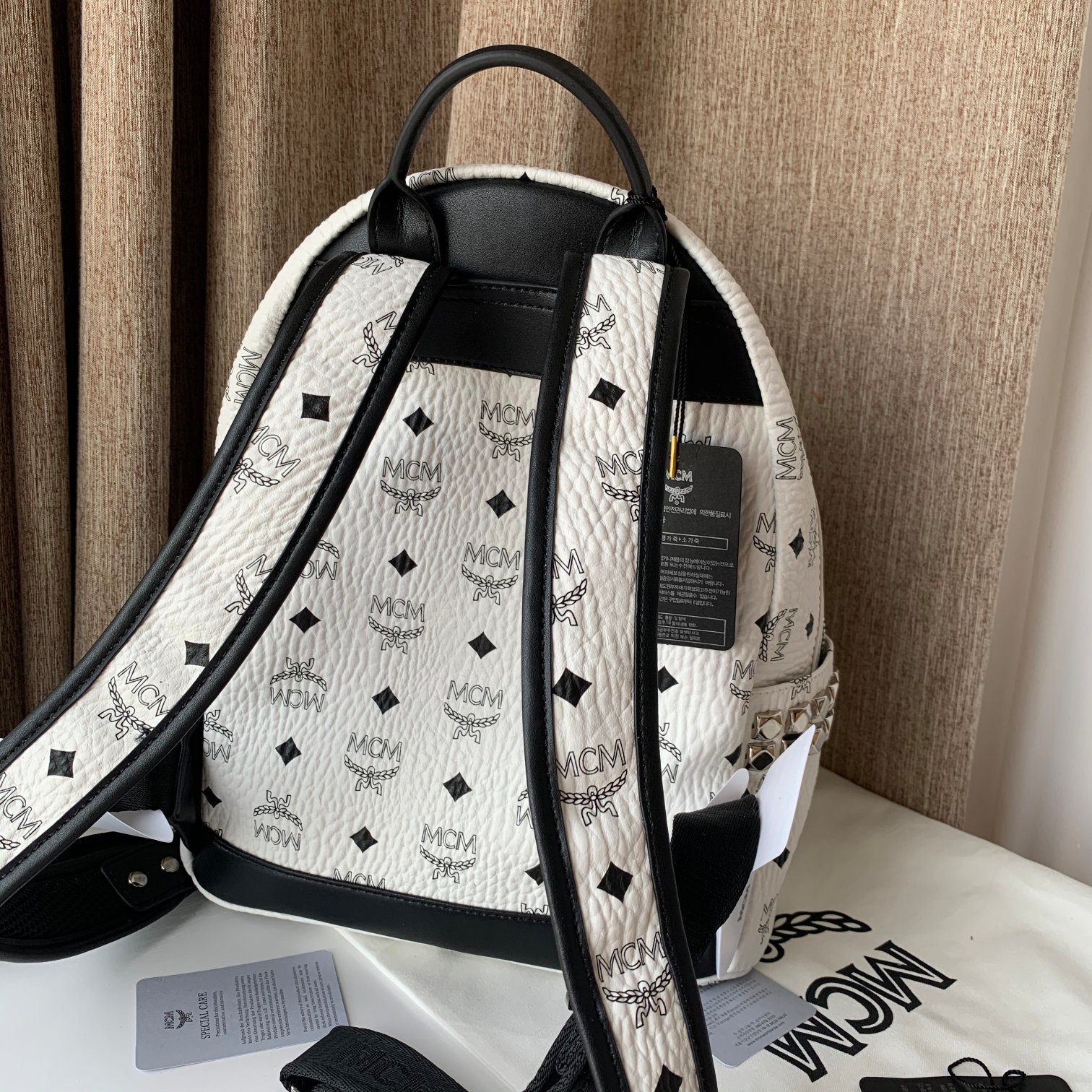 MCM Stark Backpack in Visetos White