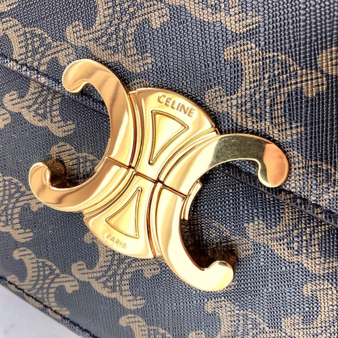 Original Copy Celine Medium Triomphe Bag in Triomphe Canvas and Calfskin