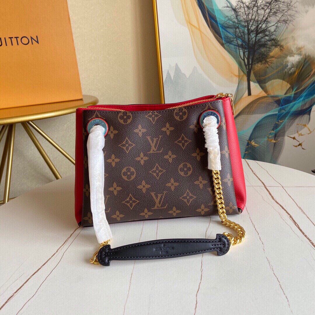 Original Copy Louis Vuitton M43776 Surene BB Monogram Coated Canvas and Grained Calf Leather Cherry