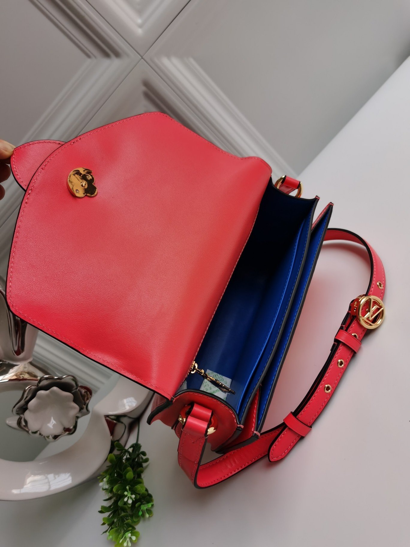 NEW Replica Louis Vuitton Pont 9 Handbag Smooth Leather Red