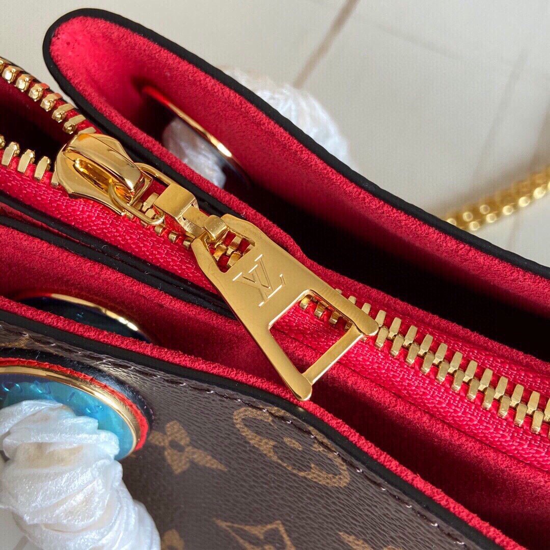 Original Copy Louis Vuitton M43776 Surene BB Monogram Coated Canvas and Grained Calf Leather Cherry