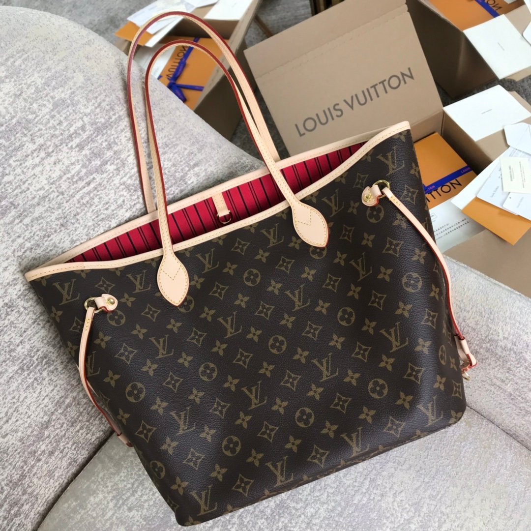 Louis Vuitton M41177 Neverfull MM Monogram Coated Canvas Cherry