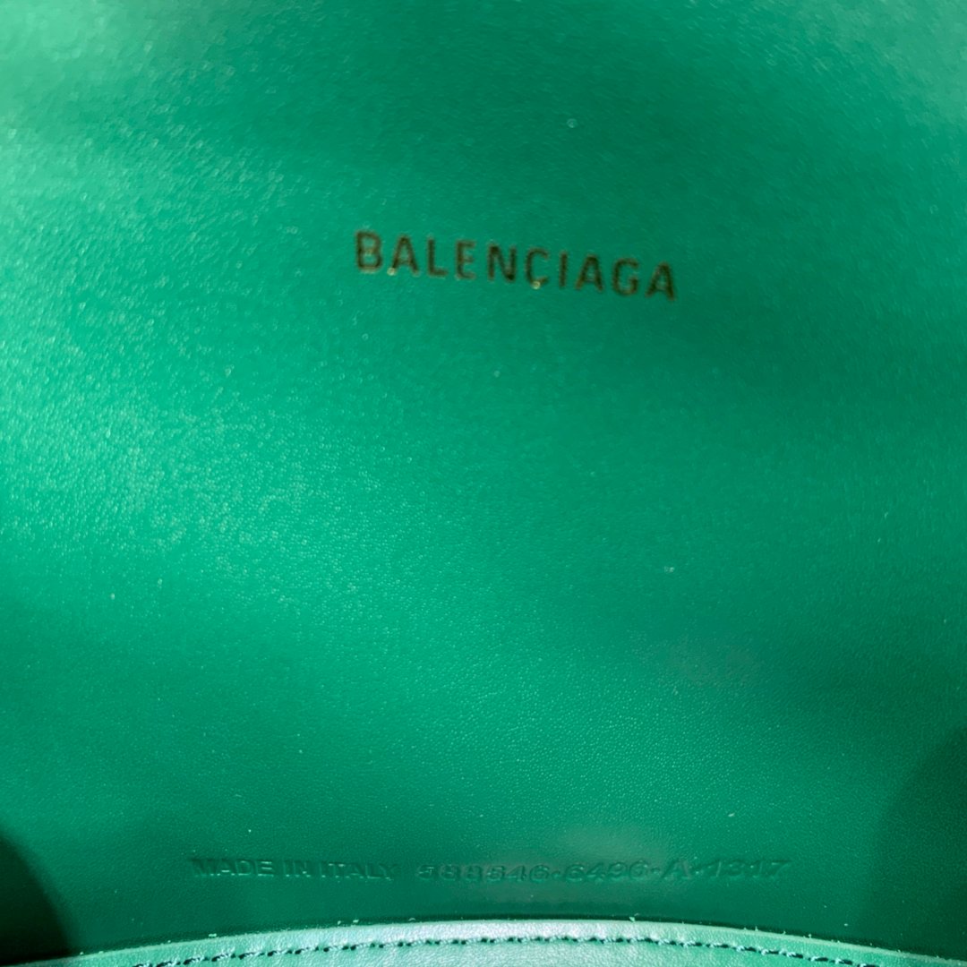 Balenciaga Hourglass 19cm Chain Bag in Shiny Crocodile Embossed Leather Dark Green