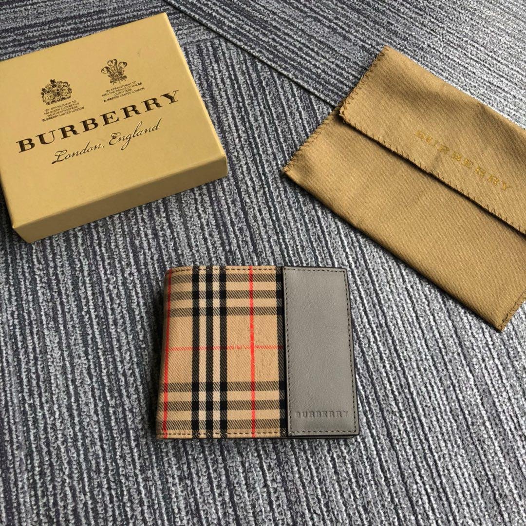New Replcia Burberry Small Scale Check International Bifold Wallet Grey