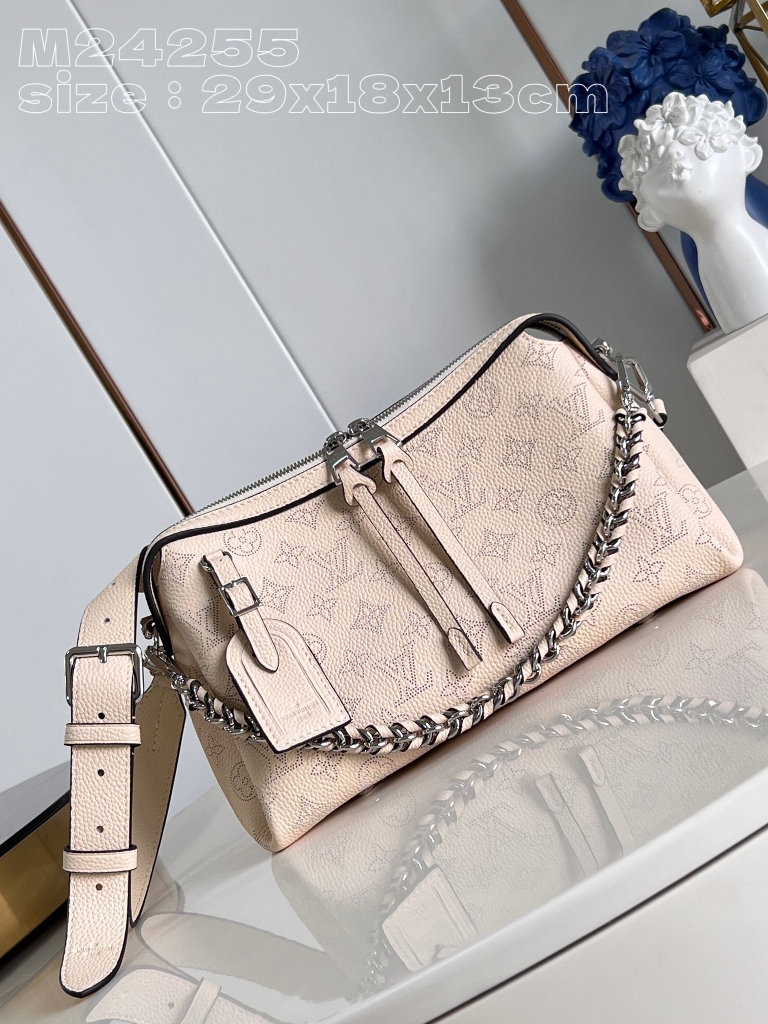 Louis Vuitton M24114 Hand It All PM Mahina Calfskin Creme Beige