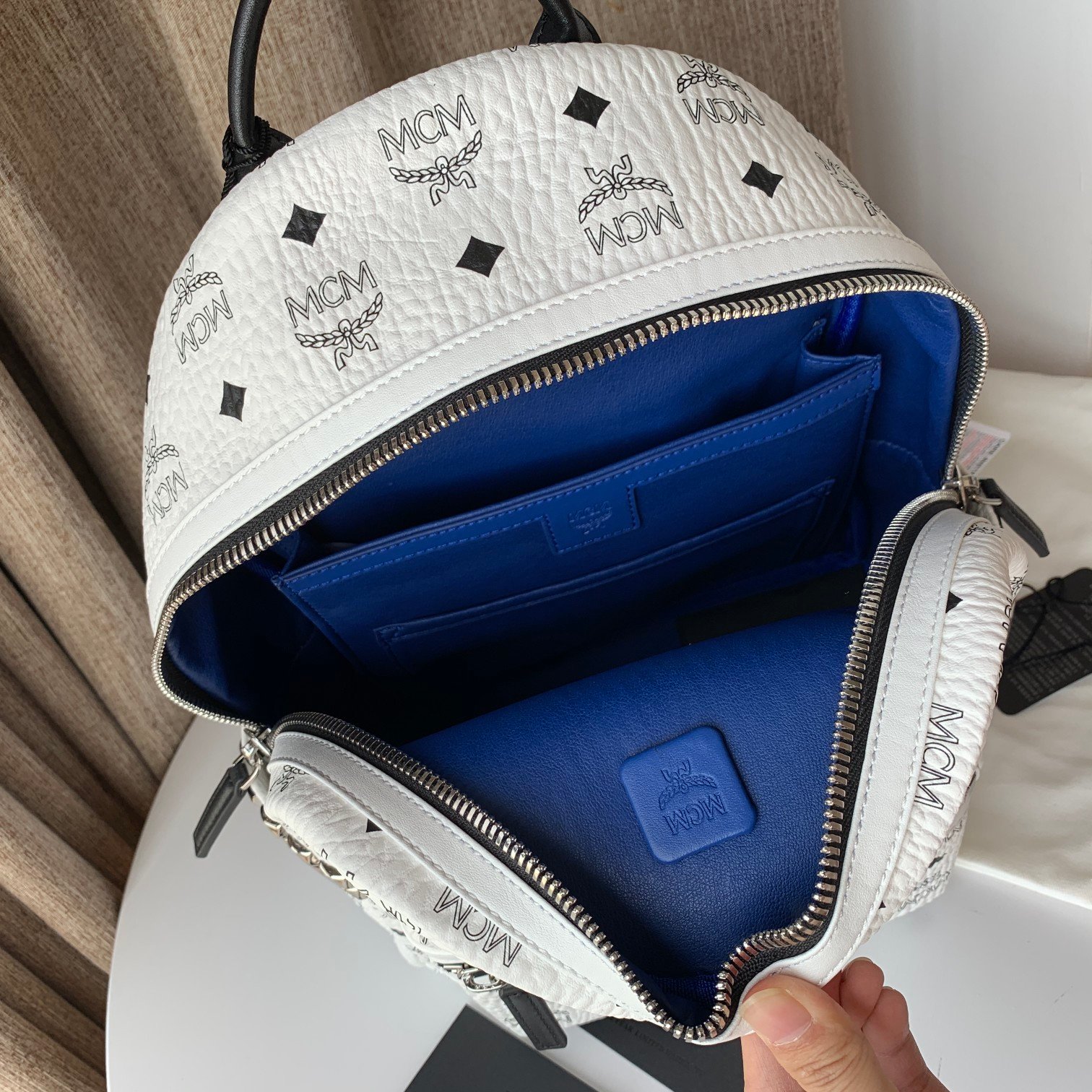 MCM Stark Backpack in Visetos White