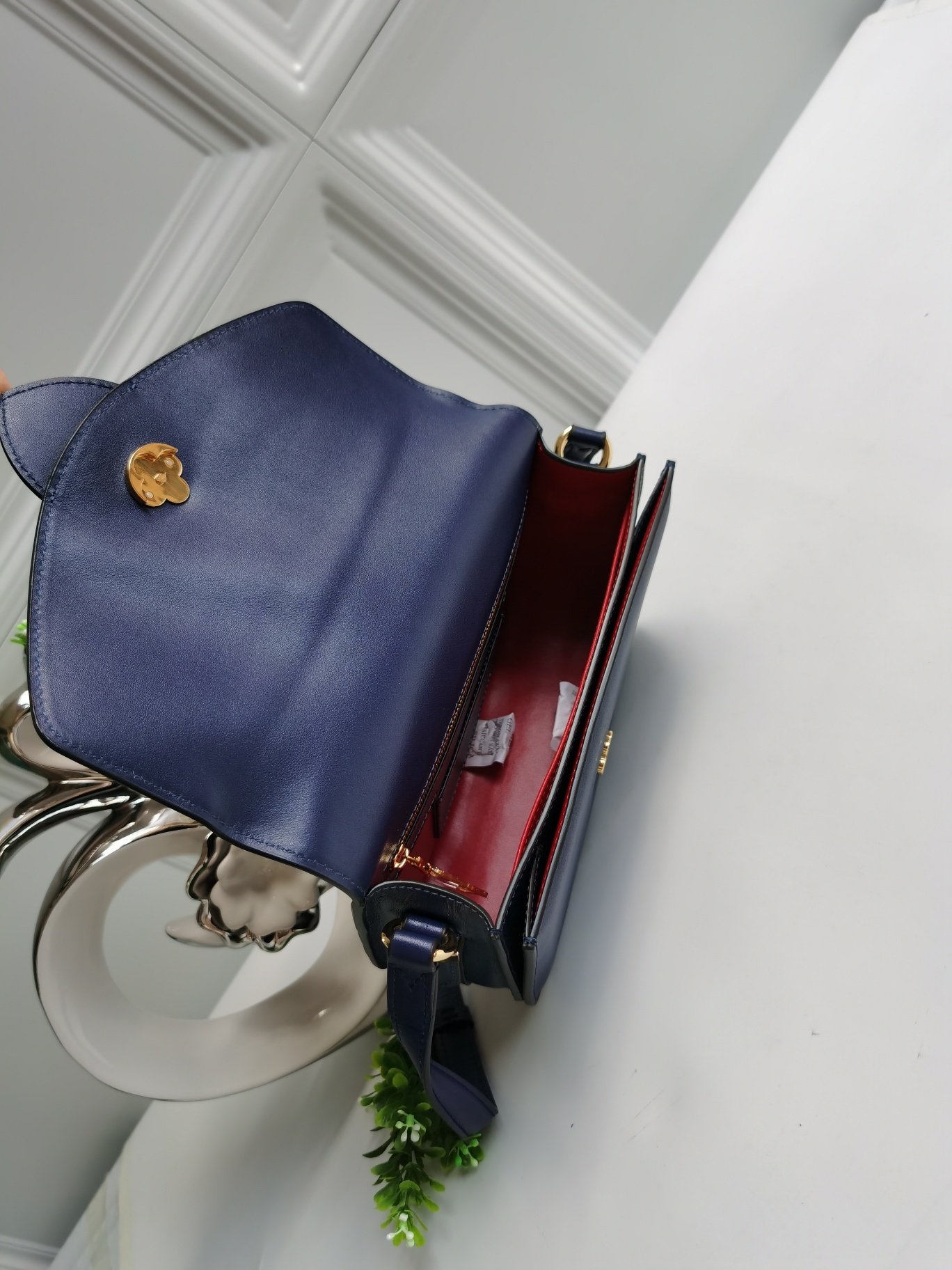 NEW Replica Louis Vuitton Pont 9 Handbag Smooth Leather Dark Blue