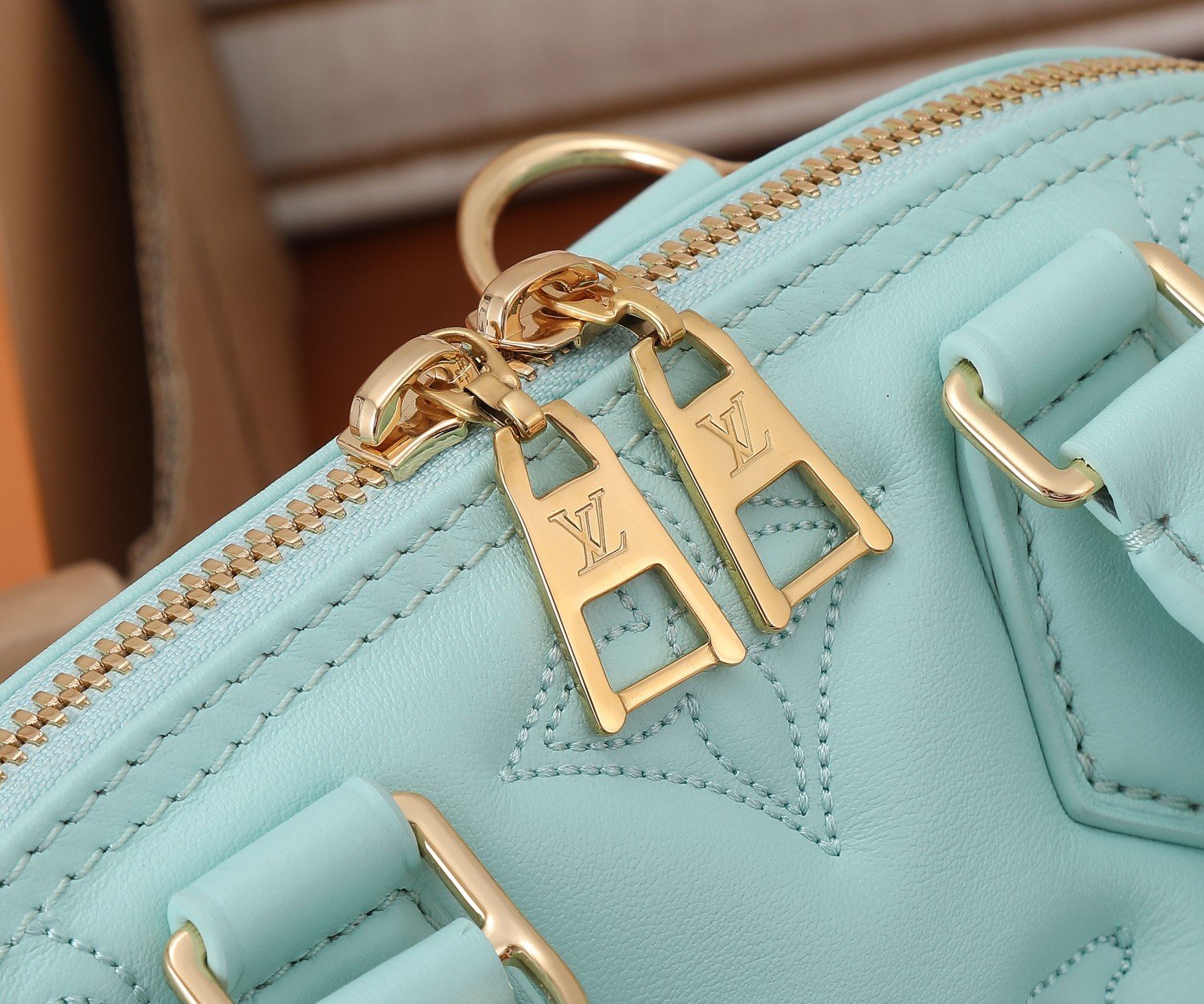 Louis Vuitton Alma BB Handbag Quilted and Embroidered Calf Leather Vert d-Eau Green M20855