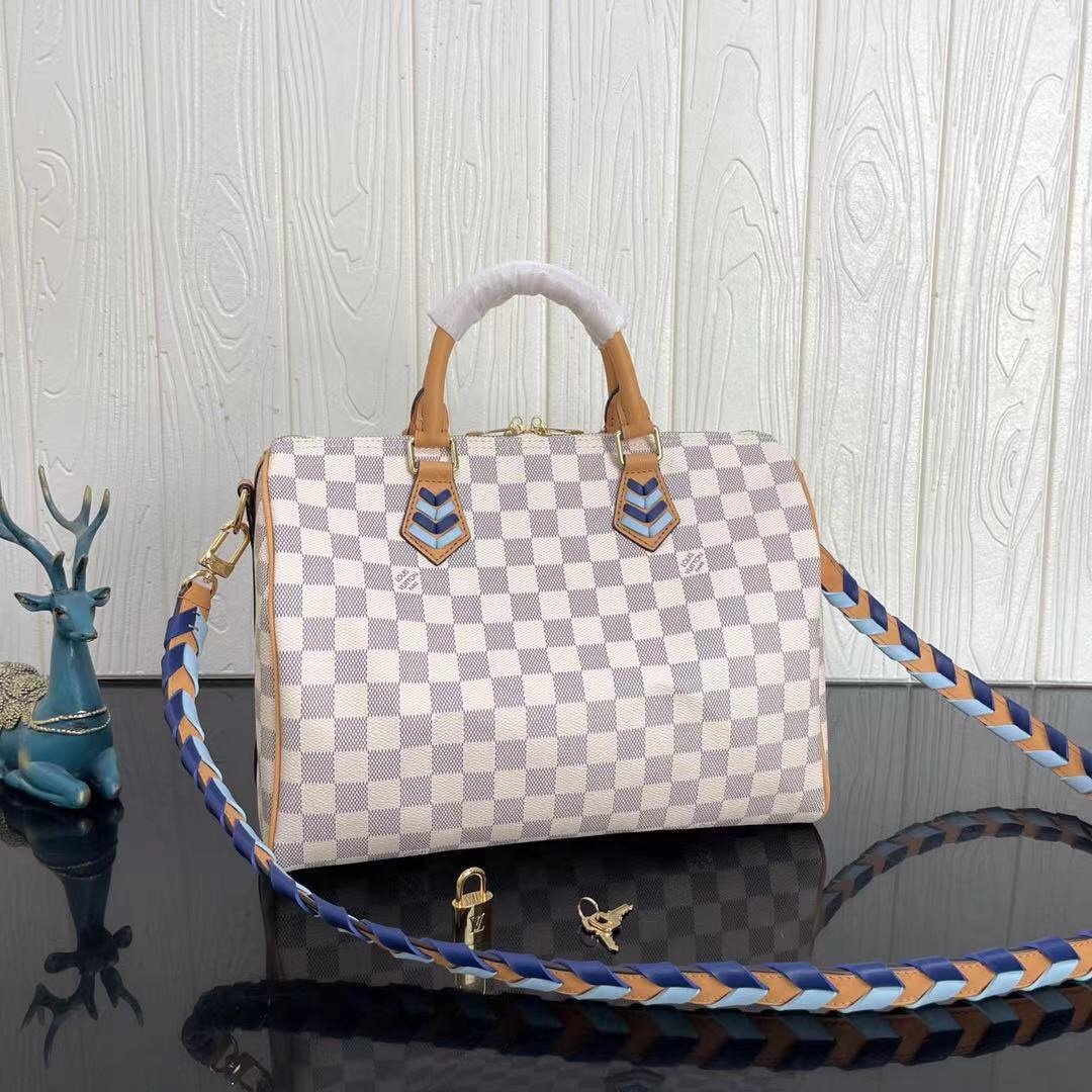 Good Price Louis Vuitton Speedy Bandouliere 30 Damier Azur Canvas Tote N50054 For Womens Replica