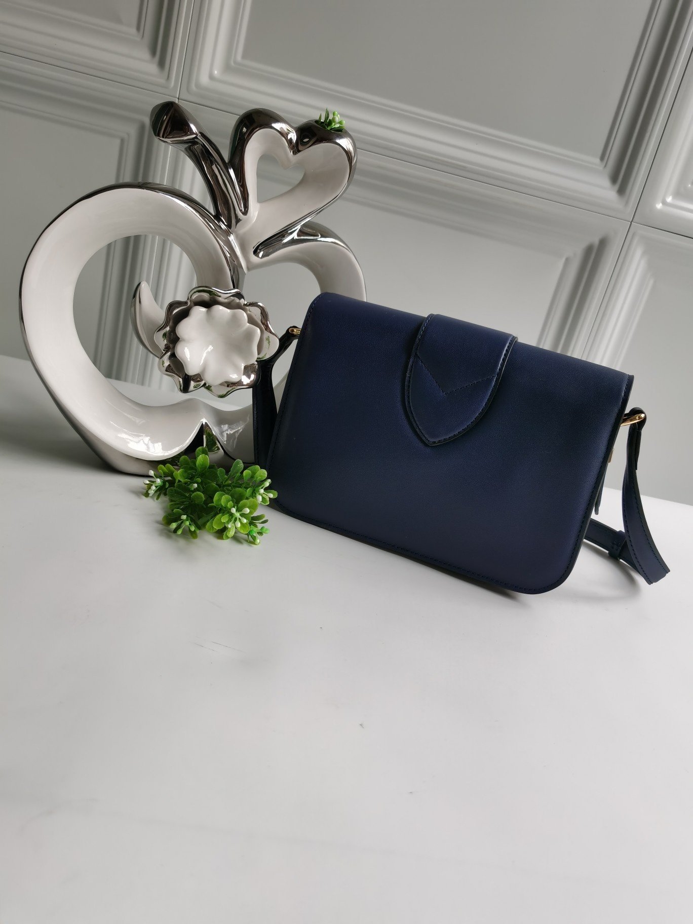 NEW Replica Louis Vuitton Pont 9 Handbag Smooth Leather Dark Blue
