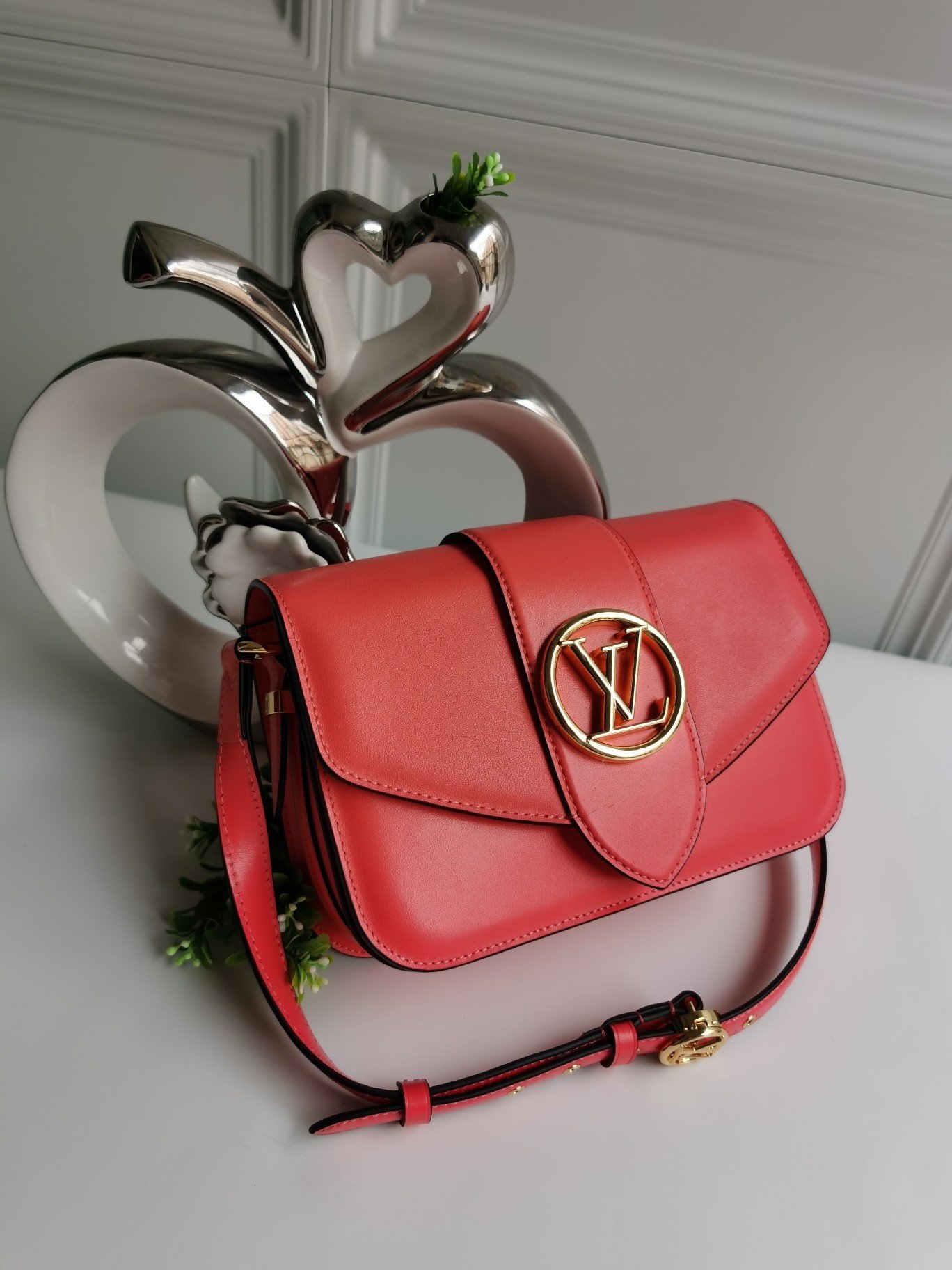 NEW Replica Louis Vuitton Pont 9 Handbag Smooth Leather Red