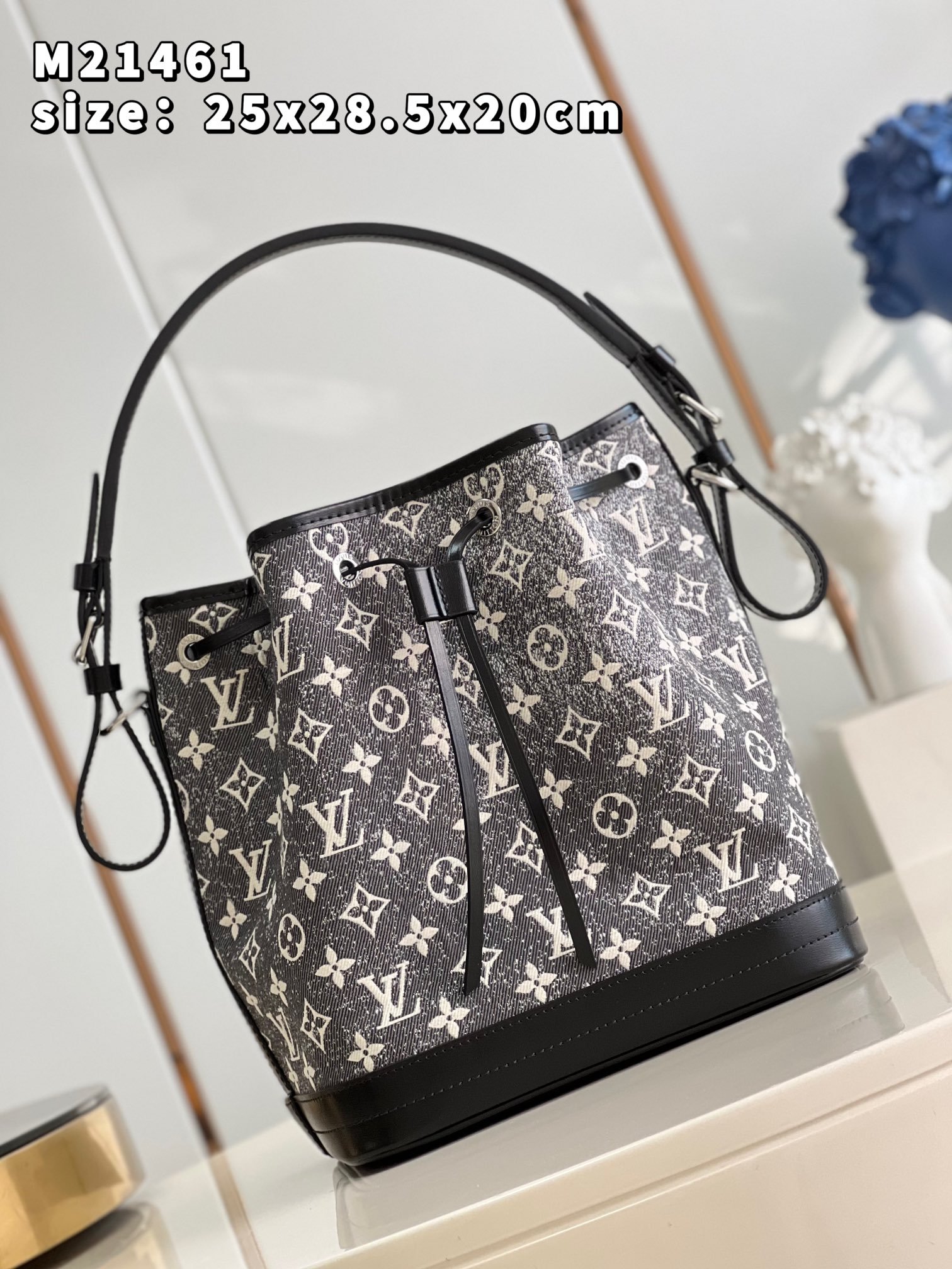 Louis Vuitton Noe Bag Denim Textile Jacquard Gray M46449