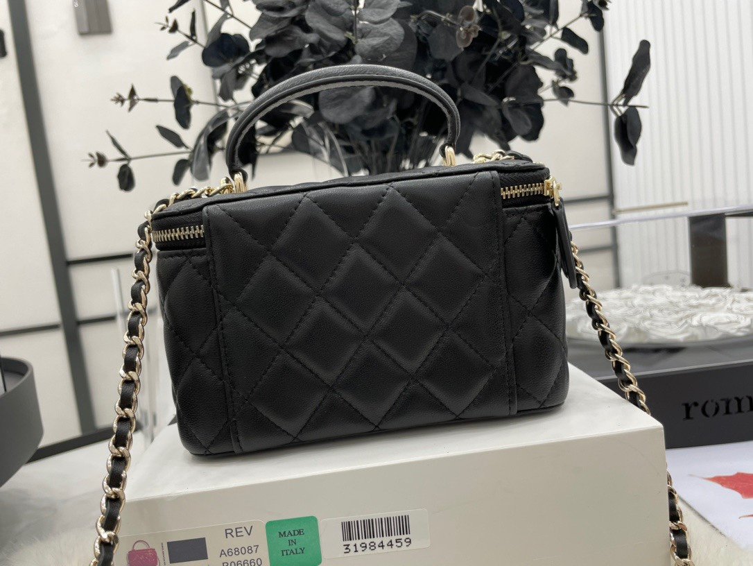 Chanel A68087 Black Vanity Case with Chain