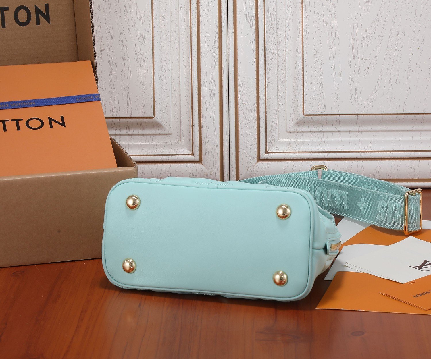 Louis Vuitton Alma BB Handbag Quilted and Embroidered Calf Leather Vert d-Eau Green M20855