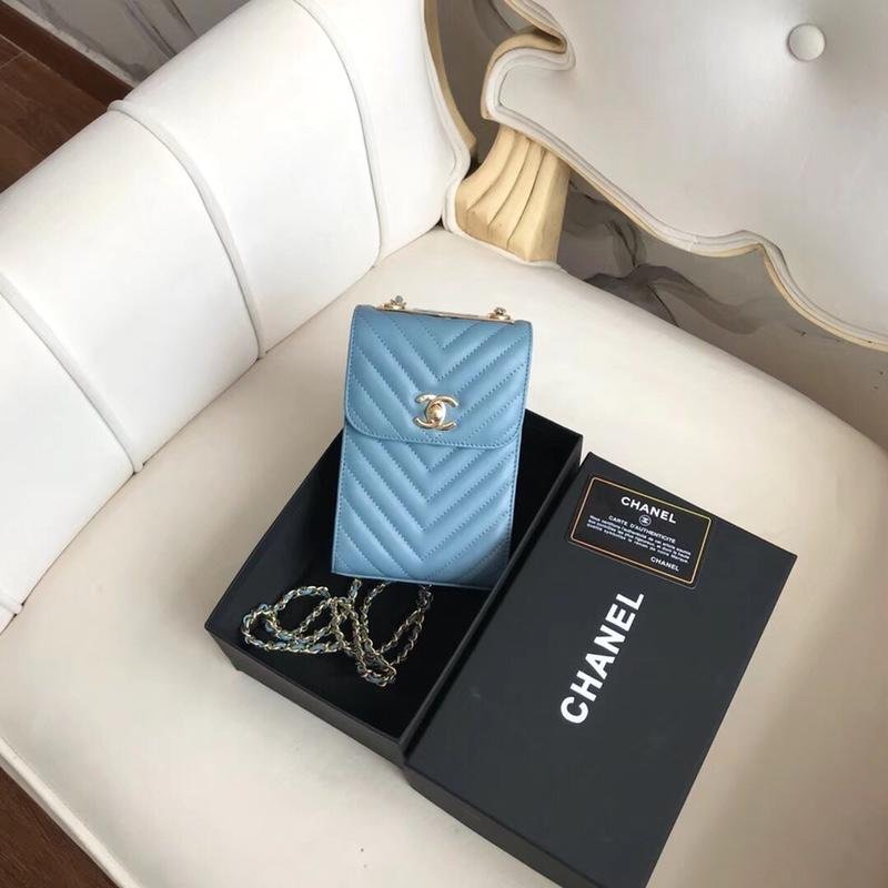 Chanel Phone Bag With Gold Tone PinkChanel Phone Bag With Gold Tone Light Blue